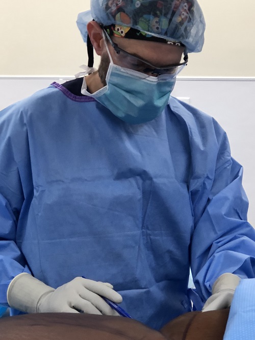 Dr. Montante during a breast augmentation procedure
